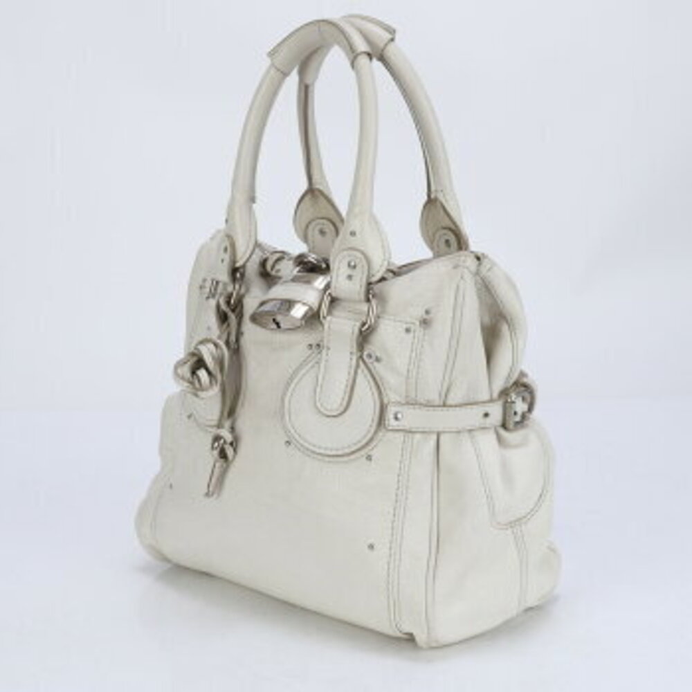 Chloe Paddington keyed Shoulder Bag white leather Tote Padlock